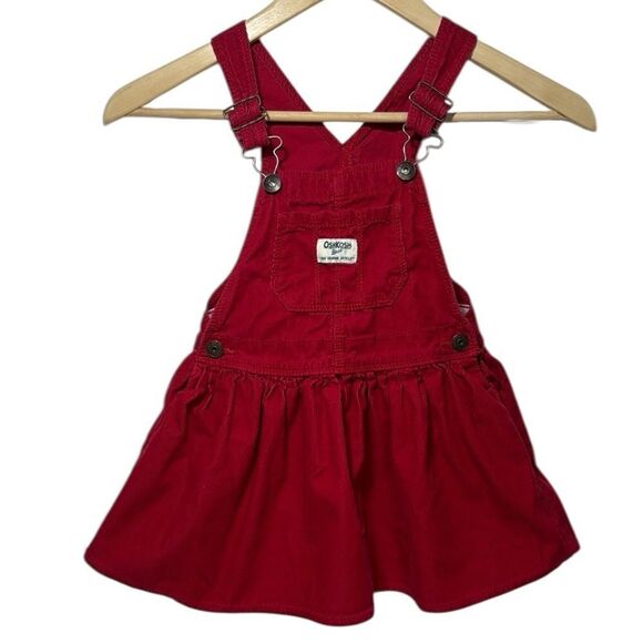 OshKosh B'gosh Red Corduroy Overalls Dress Classic Style - Picture 1 of 5